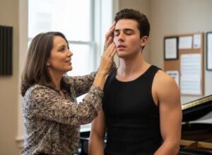 Teacher Demonstrating Vocal Placement