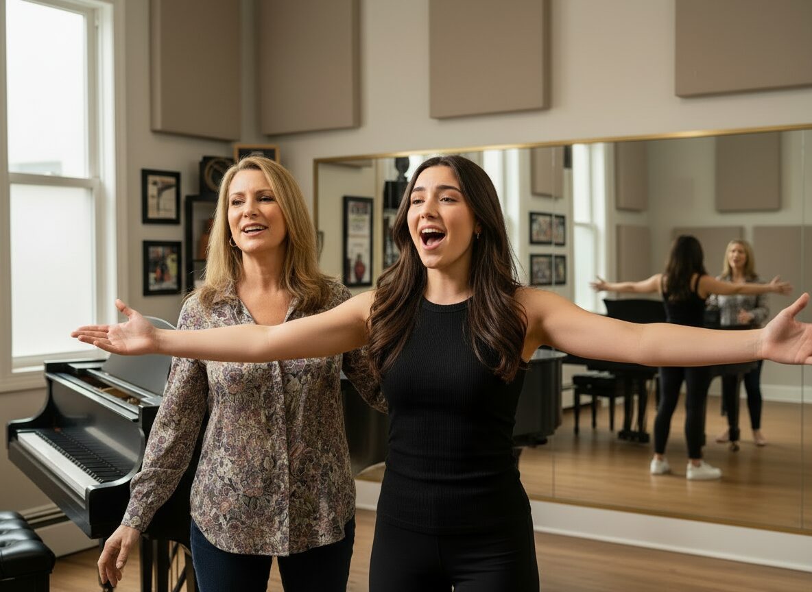 Voice teacher teaching singing technique